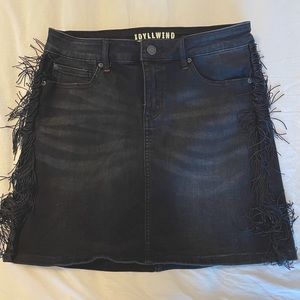 Idyllwind denim fringe skirt